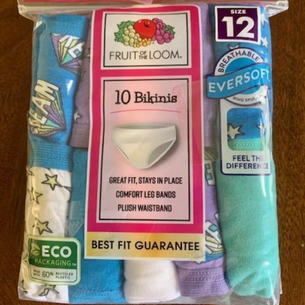 Fruit of the Loom Girls' Bikini Underwear 10 Pack